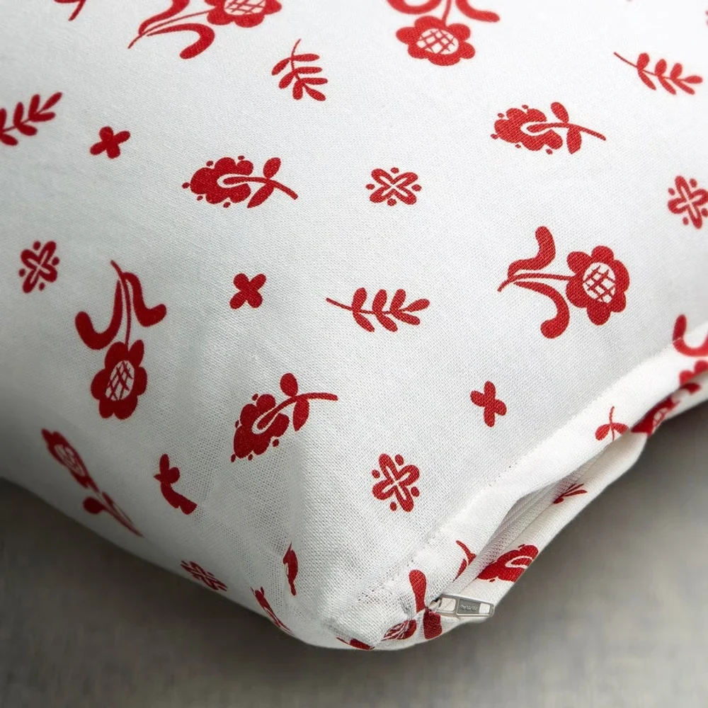 2 Red Floral Print Throw Pillow Covers